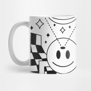 White over black abstract line art pattern Mug